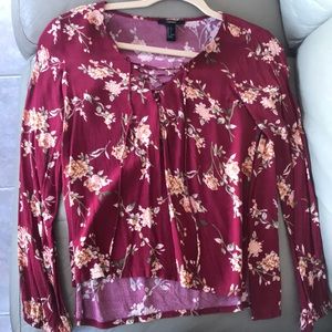 Cute and casual lace up floral shirt